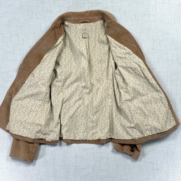 L.L. Bean Corduroy Blazer Tan Cotton Lined Three-Button Jacket Size 14 Reg - Picture 4 of 12